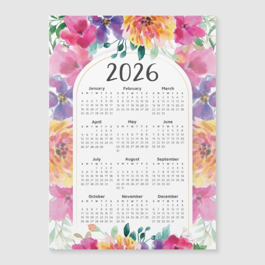 2026 Kalender Elegante Kleurrijke Bloementuin (Voorkant)