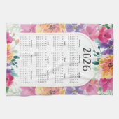 2026 Kalender Elegante Kleurrijke Bloementuin Theedoek (Horizontaal)