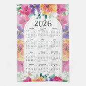 2026 Kalender Elegante Kleurrijke Bloementuin Theedoek (Verticaal)