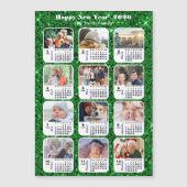 2026 Kalender Familie 12 Foto Modern Green Glitter (Voorkant)