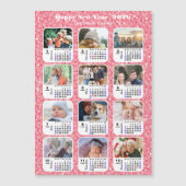 2026 Kalender Familie 12 Foto Modern Roze Glitter (Voorkant)