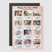 2026 Kalender Familie 12 Foto Modern Roze Glitter (Voorkant / Achterkant)
