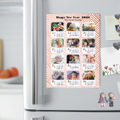 2026 Kalender Familie 12 Foto Modern Roze Glitter