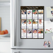 2026 Kalender Familie 12 Foto Modern Zwart Goud