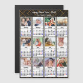 2026 Kalender Familie 12 Foto Modern Zwart Goud (Voorkant / Achterkant)