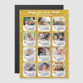 2026 Kalender Familie 12 Foto Moderne Gouden Glitt (Voorkant / Achterkant)