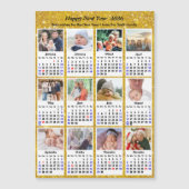 2026 Kalender Familie 12 Foto Moderne Gouden Glitt (Voorkant)