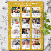 2026 Kalender Familie 12 Foto Moderne Gouden Glitt
