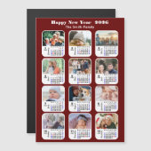 2026 Kalender Familie 12 Foto Moderne Rode Glitter (Voorkant / Achterkant)