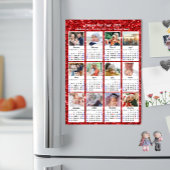 2026 Kalender Familie 12 Foto Moderne Rode Glitter