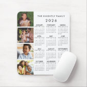 2026 Kalender Familie 4 Foto Gepersonaliseerde Kle Muismat (Met muis)