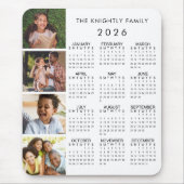 2026 Kalender Familie 4 Foto Gepersonaliseerde Kle Muismat (Voorkant)
