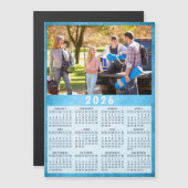 2026 Kalender Familie Foto Blauwe Koelkast Magnet (Voorkant / Achterkant)