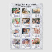 2026 Kalender Familie Foto Modern Zilver Glitter (Voorkant)