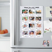 2026 Kalender Familie Foto Modern Zilver Glitter