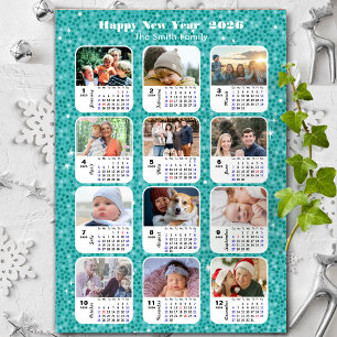 2026 Kalender Familie Fotocollage Modern Blauw