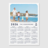 2026 Kalender Familie Fotonaam Nautische Magneet (Voorkant)