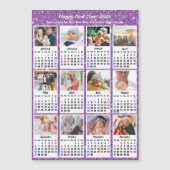2026 Kalender Familiefoto Moderne Paarse Glitter (Voorkant)