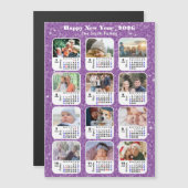 2026 Kalender Familiefoto Moderne Paarse Glitter (Voorkant / Achterkant)