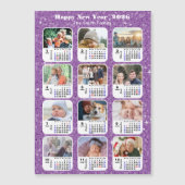 2026 Kalender Familiefoto Moderne Paarse Glitter (Voorkant)
