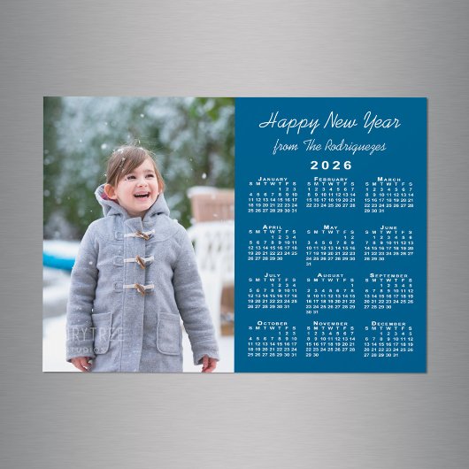 2026 Kalender Foto Gelukkig Nieuwjaar Blauwe Magne
