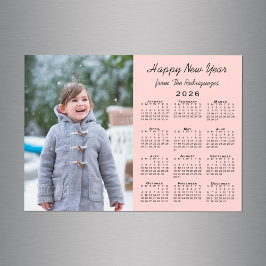 2026 Kalender Foto Roze Gelukkig Nieuwjaar Magneet