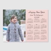 2026 Kalender Foto Roze Gelukkig Nieuwjaar Magneet (Voorkant)