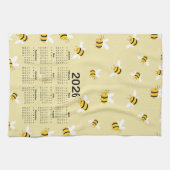 2026 Kalender Gele Honing Bumble Bee Patroon Theedoek (Horizontaal)