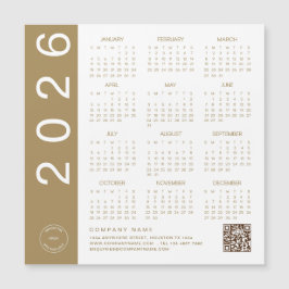 2026 Kalender Gold Text QR Code Company Logo