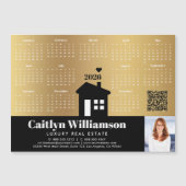 2026 Kalender Goud Realtor Foto QR Code Magnet (Voorkant)