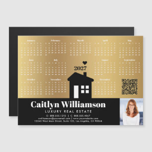 2026 Kalender Goud Realtor Foto QR Code Magnet