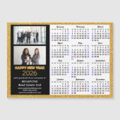 2026 Kalender Goud Zwart Business 2 Foto Magnetisc (Voorkant)