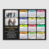 2026 Kalender Goud Zwart Business 2 Foto Magnetisc (Voorkant)