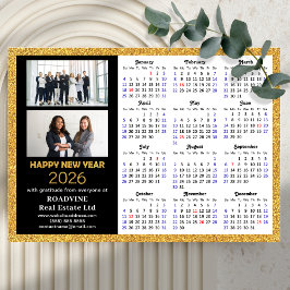 2026 Kalender Goud Zwart Business 2 Foto Magnetisc