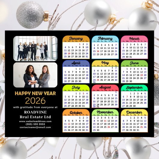 2026 Kalender Goud Zwart Business 2 Foto Magnetisc