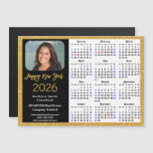 2026 Kalender Goud Zwart Zakelijke Foto Magnetisch (Voorkant / Achterkant)
