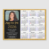 2026 Kalender Goud Zwart Zakelijke Foto Magnetisch (Voorkant)