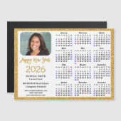2026 Kalender Gouden Glitter Zakelijke Foto Magnet (Voorkant / Achterkant)