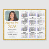 2026 Kalender Gouden Glitter Zakelijke Foto Magnet (Voorkant)