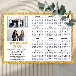 2026 Kalender Gouden Glitter Zakelijke Foto Magnet