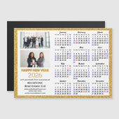 2026 Kalender Gouden Glitter Zakelijke Foto Magnet (Voorkant / Achterkant)