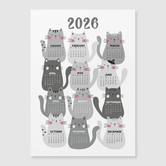 2026 Kalender grijze katten (Voorkant)