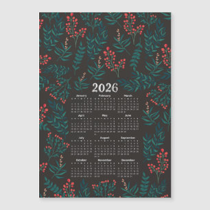 2026 Kalender Groene Bladeren en Rode Bloemen Zwar
