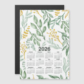 2026 Kalender Groene Bladeren & Gouden Gele Bloeme (Voorkant / Achterkant)