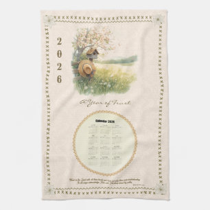 2026 Kalender Handdoek Christelijk Pastel Country 