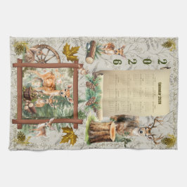 2026 Kalender Handdoek Deer Buck Pinecones Eikels