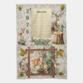 2026 Kalender Handdoek Deer Buck Pinecones Eikels (Verticaal)