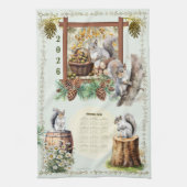 2026 Kalender Handdoek Eekhoorns Daisies Eikels Gr (Verticaal)