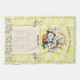 2026 Kalender Handdoek Geel Daisy Gift van God