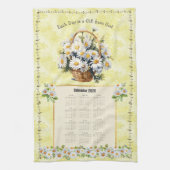 2026 Kalender Handdoek Geel Daisy Gift van God (Verticaal)